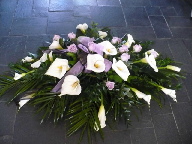 Calla Full Casket Spray (shown at $350.00)